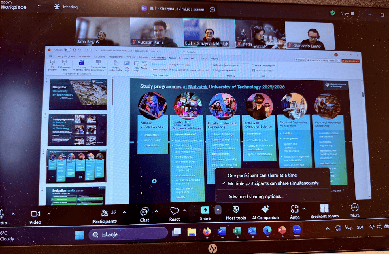 Presentation of Across for University of Udine and University of Bialystok student